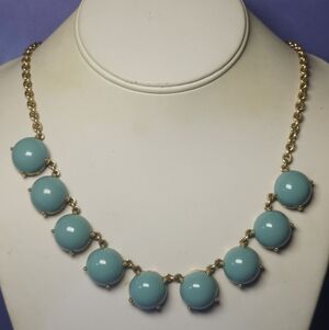 J.Crew Bubble Stone Necklace Light Blue & Gold Tone